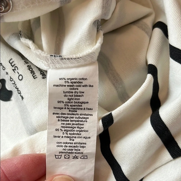 Black and White Striped Footed One Piece with Zipper - Picture 3 of 5